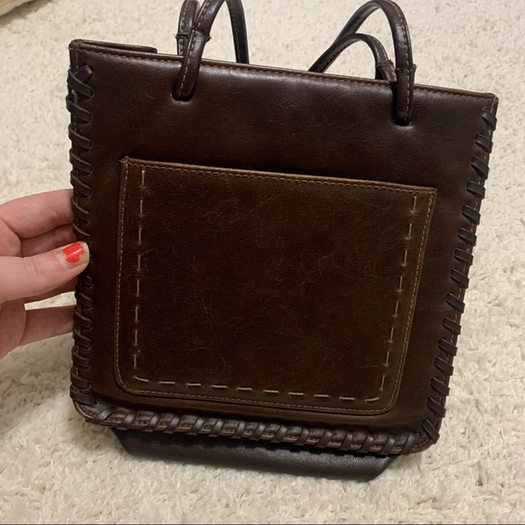 VINTAGE Dark Brown Faux Leather-Like Braided Bag Mini Purse - Picture 8 of 16